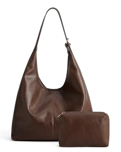 Vegan Leather Crossbody Bag, with pouch, Coffee