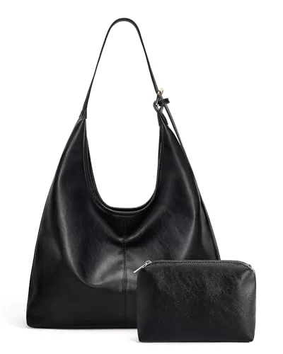 Vegan Leather Crossbody Bag, with pouch, Black