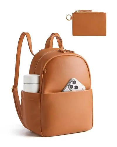 Convertible Vegan Leather Backpack Purse, Brown