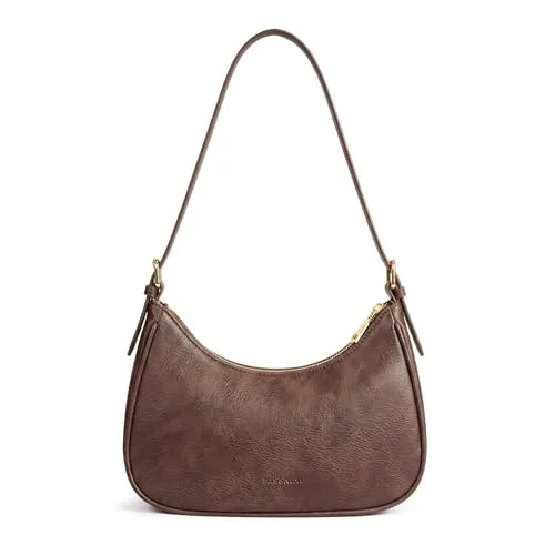 Vegan Leather Shoulder Bag II, Dark Brown