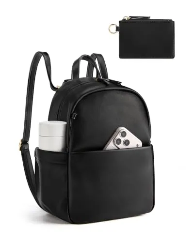 Convertible Vegan Leather Backpack Purse, Black