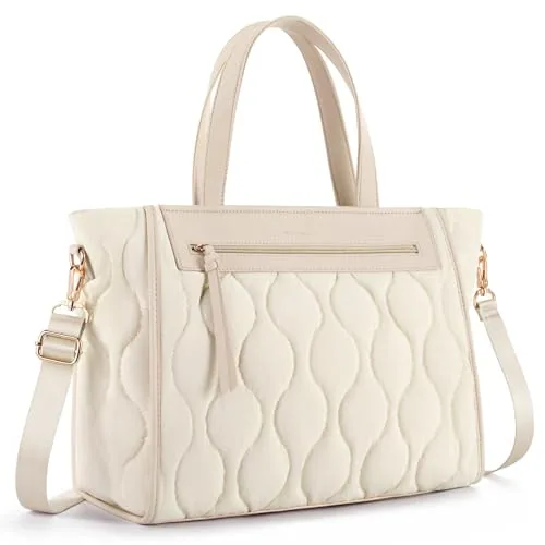 Quilted Tote Bag, 15.6 inch laptop, Off White