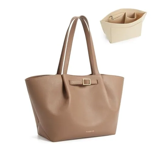 Vegan Leather Tote Bag, 14 inch laptop, Brown