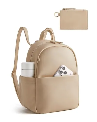 Convertible Vegan Leather Backpack Purse, Khaki