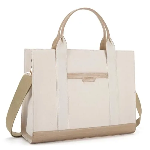 Canvas Laptop Tote, 15.6 inch III, Classic Light Khaki