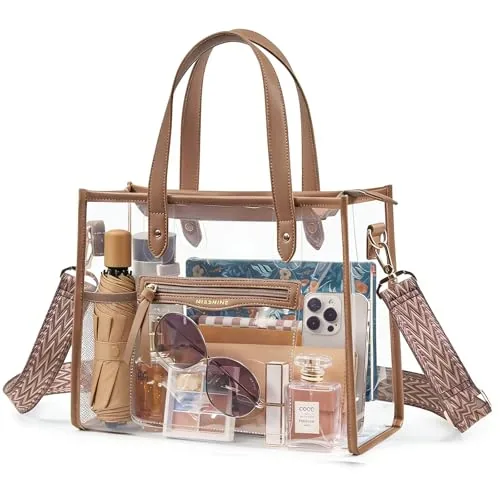 Clear Stadium Tote, Tan