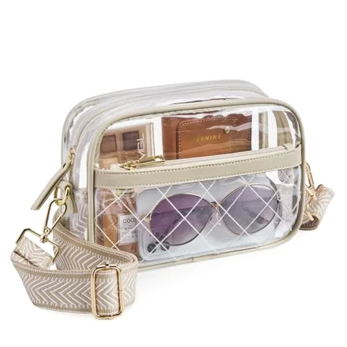 Clear Crossbody Bag, Beige