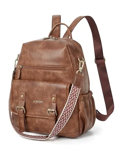 Convertible Vegan Leather Backpack Purse, 13 inch laptop, Brown