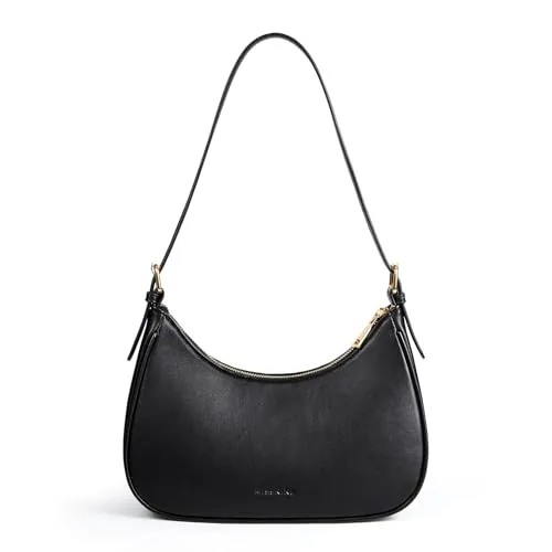 Vegan Leather Shoulder Bag, Black