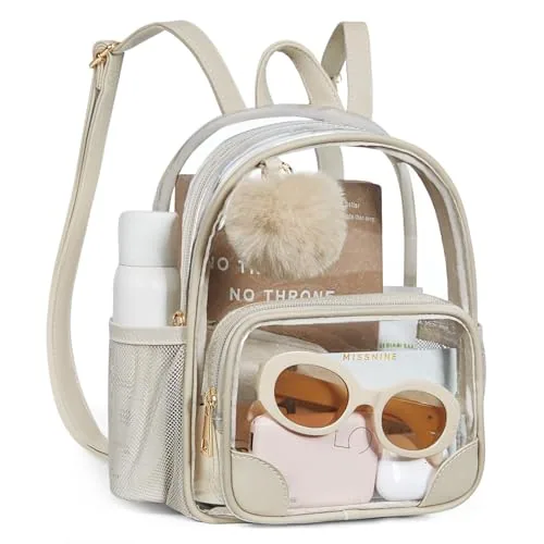 Mini Clear Backpack, pom-pom, Pom Khaki