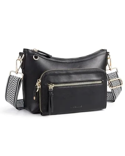 Vegan Leather Crossbody Bag, Black