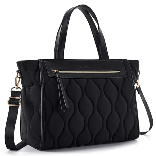 Quilted Tote Bag, 15.6 inch laptop, Black