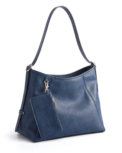 Convertible Vegan Leather Crossbody Bag, Blue
