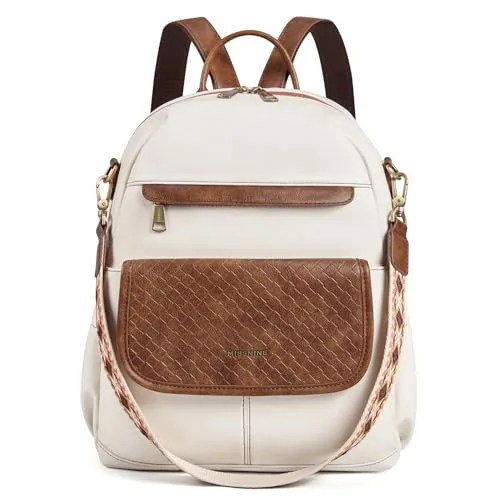 Convertible Vegan Leather Backpack Purse, 13 inch laptop III, Coffee