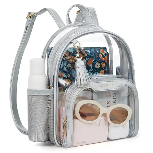 Mini Clear Backpack III, Tassel Silver