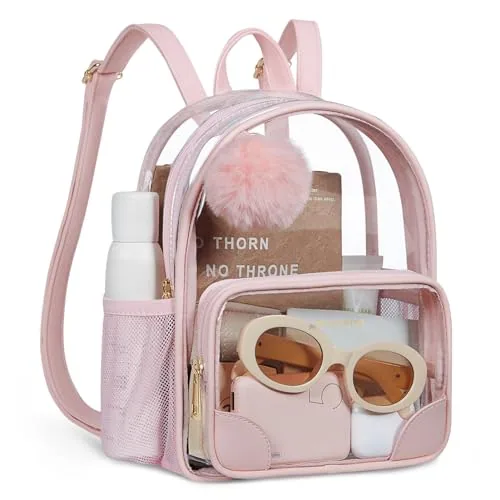 Mini Clear Backpack, pom-pom, Pom Pink