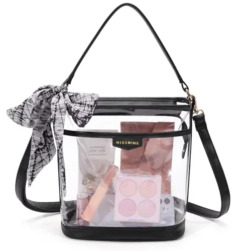Clear Crossbody Bag 9, Large Zipper Black