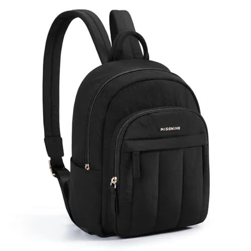 Mini Quilted Backpack Purse, Black