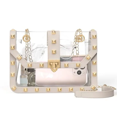 Clear Crossbody Bag 13, Studs Flap Khaki